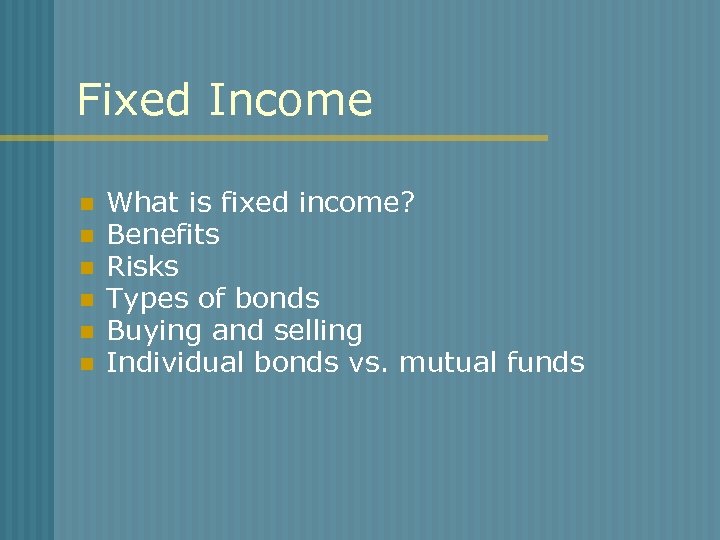 Fixed Income Basics October 18 2010 Laura Tarbox