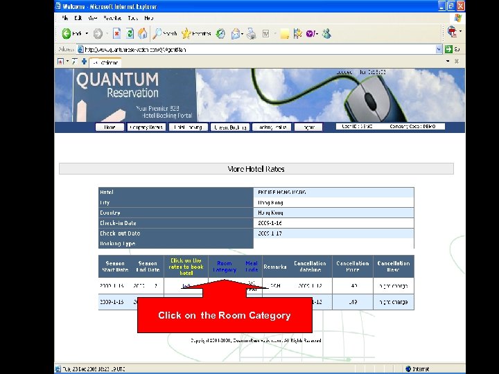 Click on the Room Category 