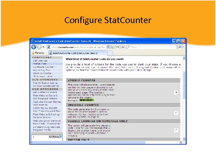 Configure Stat. Counter 