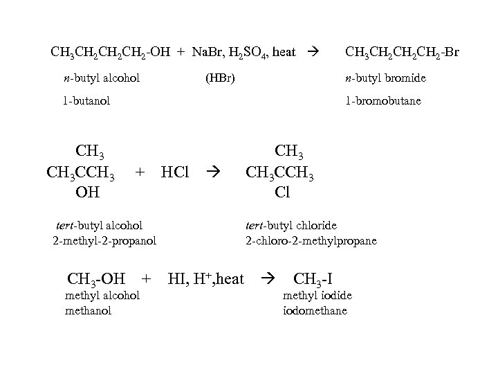 CH 3 CH 2 CH 2 -OH + Na. Br, H 2 SO 4,