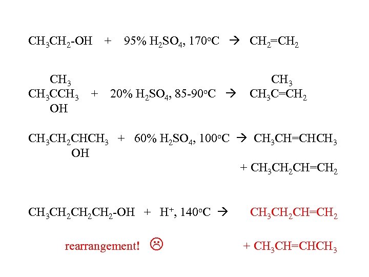 CH 3 CH 2 -OH CH 3 CCH 3 + OH + 95% H