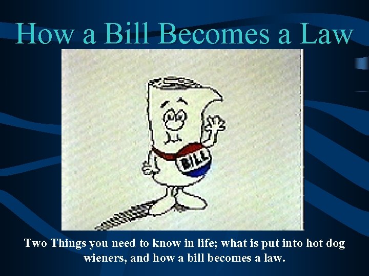 How a Bill Becomes a Law Two Things you need to know in life;