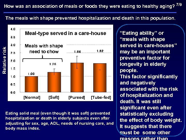 How was an association of meals or foods they were eating to healthy aging?