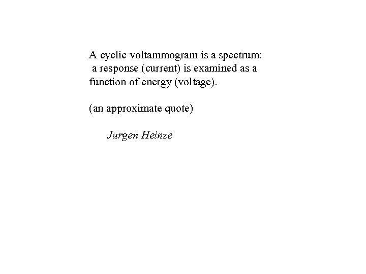 A cyclic voltammogram is a spectrum: a response (current) is examined as a function