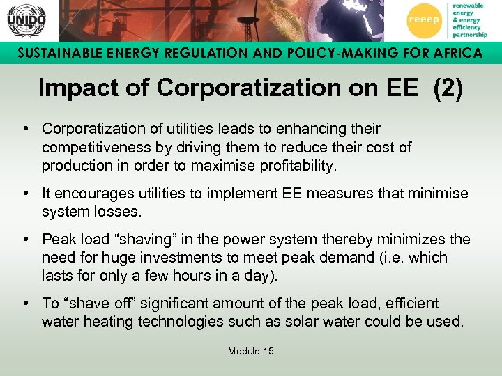 SUSTAINABLE ENERGY REGULATION AND POLICY-MAKING FOR AFRICA Impact of Corporatization on EE (2) •