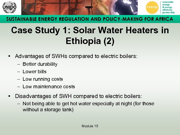 SUSTAINABLE ENERGY REGULATION AND POLICY-MAKING FOR AFRICA Case Study 1: Solar Water Heaters in