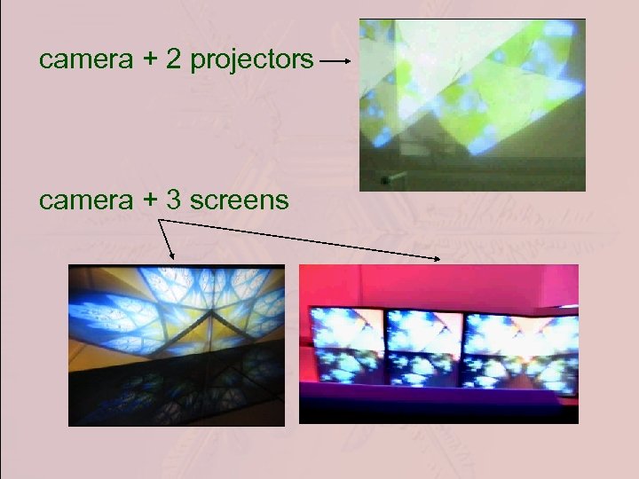 camera + 2 projectors camera + 3 screens 