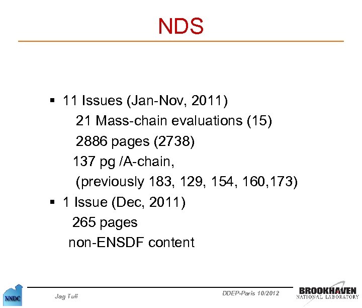 NDS § 11 Issues (Jan-Nov, 2011) 21 Mass-chain evaluations (15) 2886 pages (2738) 137