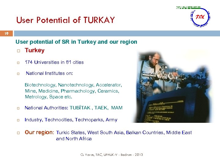 User Potential of TURKAY 19 User potential of SR in Turkey and our region