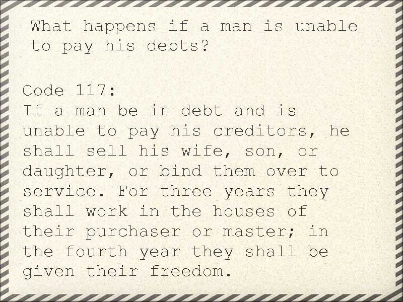 What happens if a man is unable to pay his debts? Code 117: If