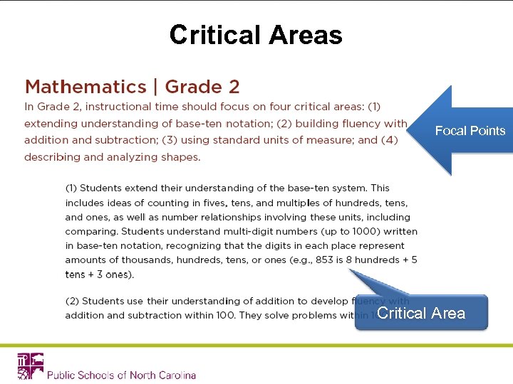 Critical Areas Focal Points Critical Area 