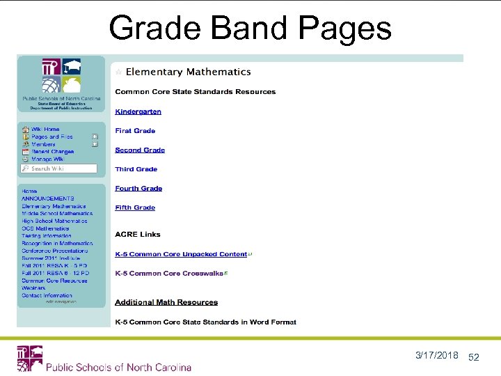 Grade Band Pages 3/17/2018 52 