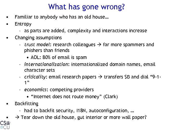 What has gone wrong? • • • Familiar to anybody who has an old