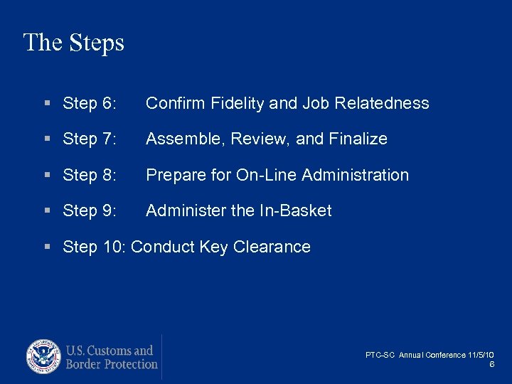 The Steps § Step 6: Confirm Fidelity and Job Relatedness § Step 7: Assemble,