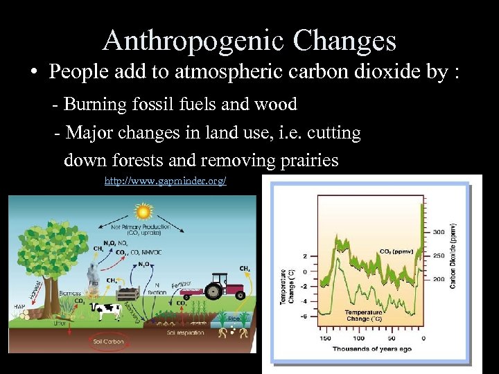 Anthropogenic Changes • People add to atmospheric carbon dioxide by : - Burning fossil