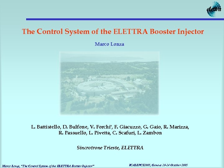 The Control System of the ELETTRA Booster Injector Marco Lonza L. Battistello, D. Bulfone,