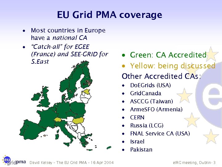 EU Grid PMA coverage · Most countries in Europe have a national CA ·