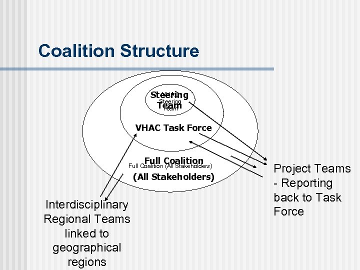 Coalition Structure VHAC Task Steering Force Team VHAC Task Force Full Coalition (All Stakeholders)