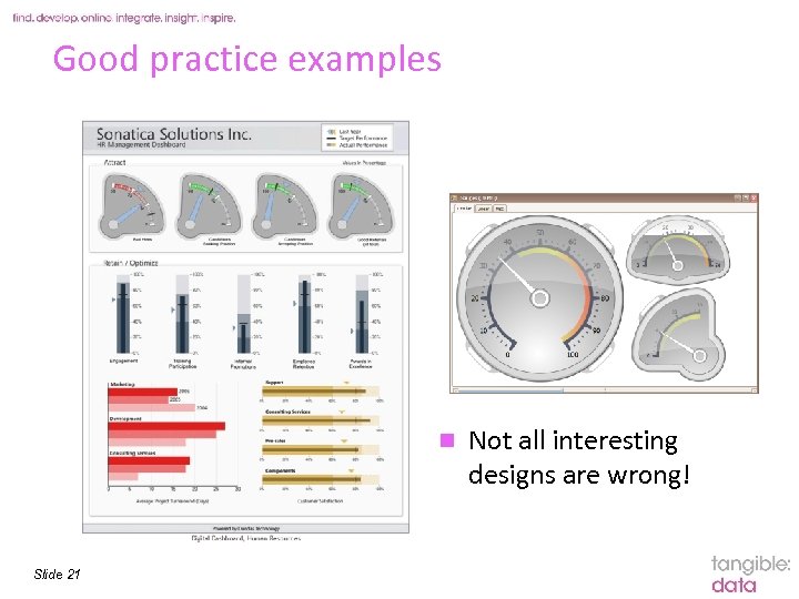 Good practice examples n Slide 21 Not all interesting designs are wrong! 