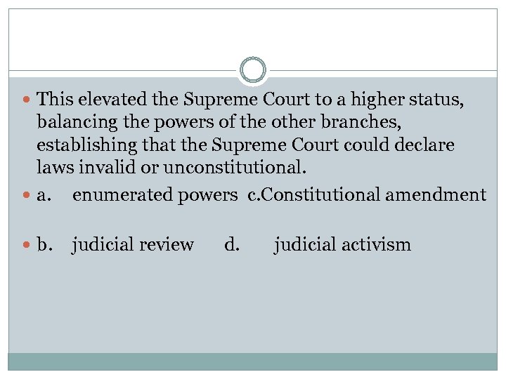  This elevated the Supreme Court to a higher status, balancing the powers of