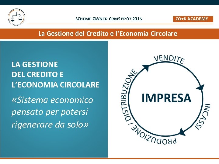 SCHEME OWNER CRMS FP 07: 2015 CO+K ACADEMY _ La Gestione del Credito e