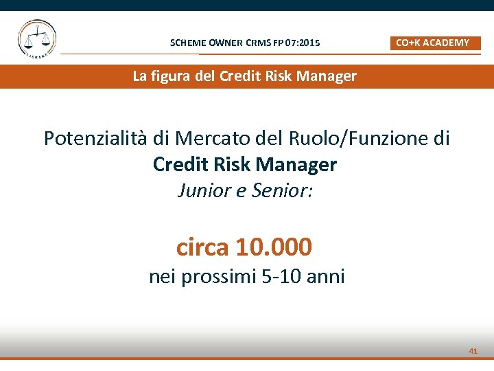SCHEME OWNER CRMS FP 07: 2015 CO+K ACADEMY _ La figura del Credit Risk