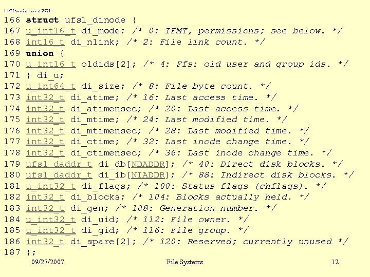 UCDavis, ecs 251 Fall struct 166 2007 168 169 170 171 172 173 174