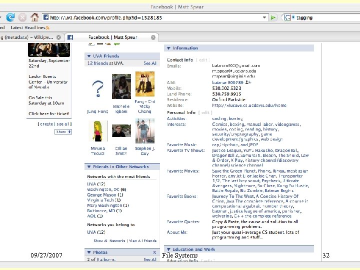 UCDavis, ecs 251 Fall 2007 09/27/2007 File Systems 32 