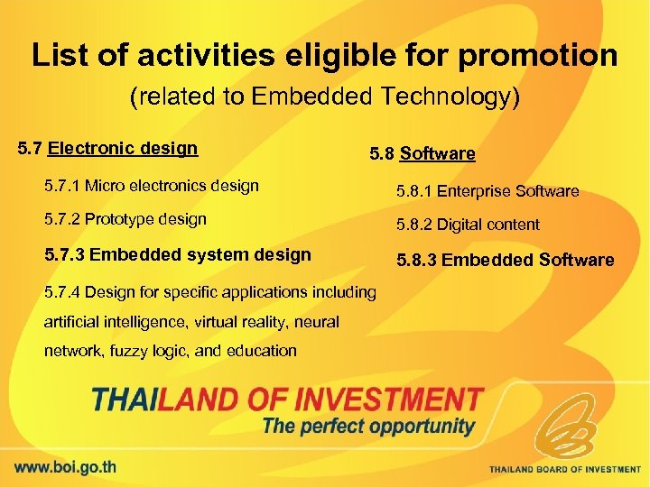 List of activities eligible for promotion (related to Embedded Technology) 5. 7 Electronic design