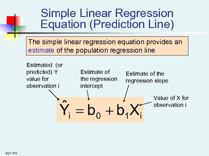 what is the simple linear regression equation