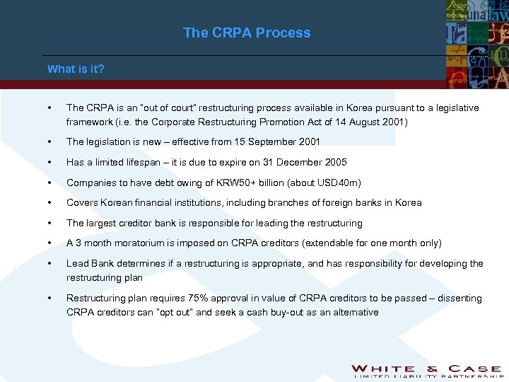 The CRPA Process What is it? • The CRPA is an “out of court”