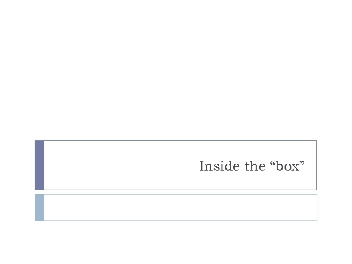 Inside the “box” 