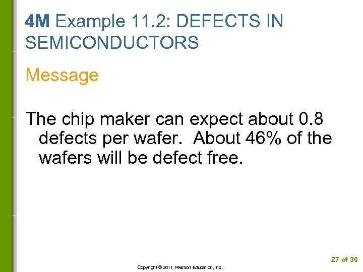 4 M Example 11. 2: DEFECTS IN SEMICONDUCTORS Message The chip maker can expect
