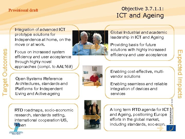 Provisional draft Focus on increased system efficiency and user acceptance through highly novel approaches