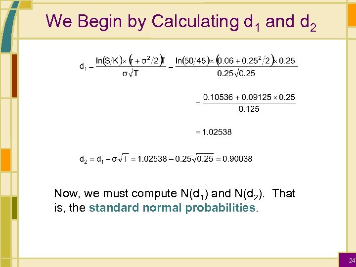 We Begin by Calculating d 1 and d 2 Now, we must compute N(d