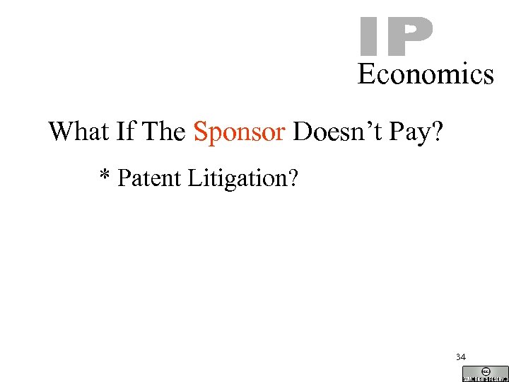 Economics What If The Sponsor Doesn’t Pay? * Patent Litigation? 34 