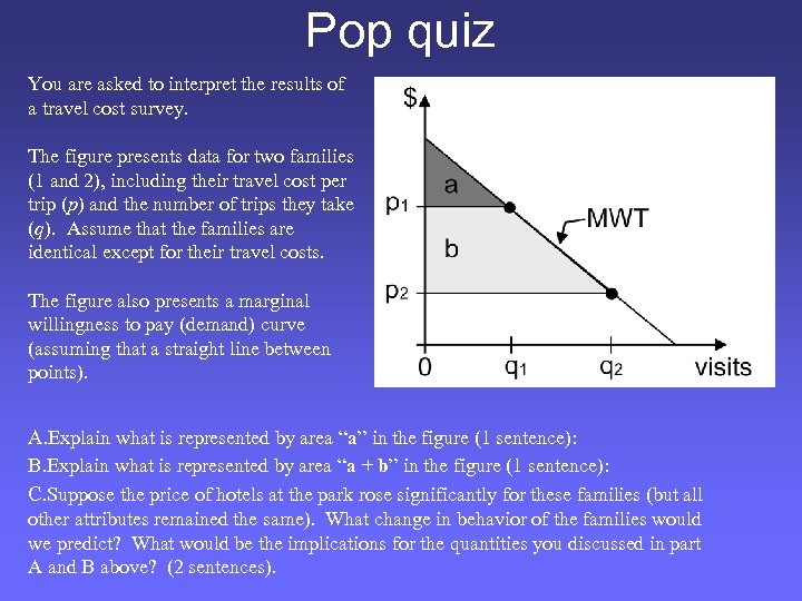 Pop quiz You are asked to interpret the results of a travel cost survey.