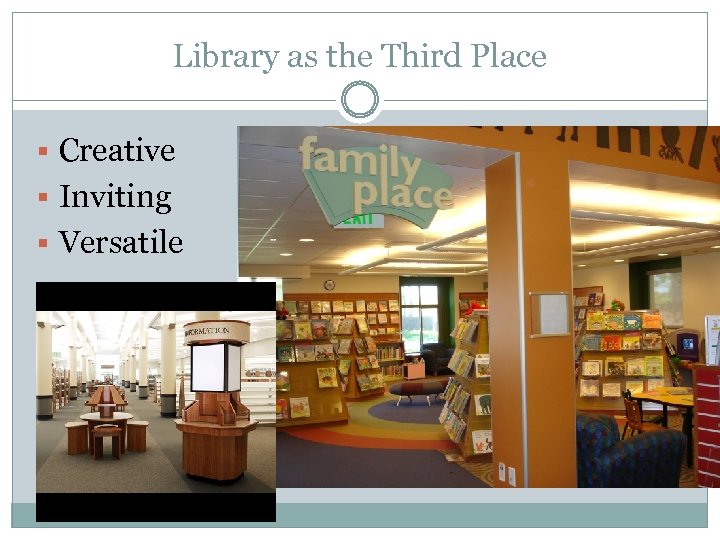 Library as the Third Place § Creative § Inviting § Versatile 