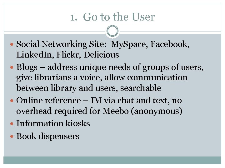 1. Go to the User Social Networking Site: My. Space, Facebook, Linked. In, Flickr,