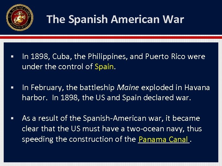 The Spanish American War § In 1898, Cuba, the Philippines, and Puerto Rico were