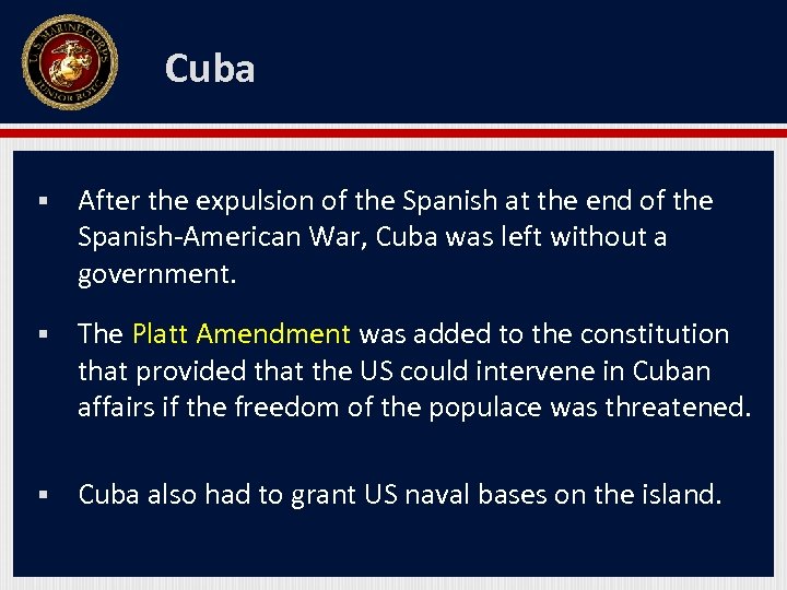 Cuba § After the expulsion of the Spanish at the end of the Spanish-American