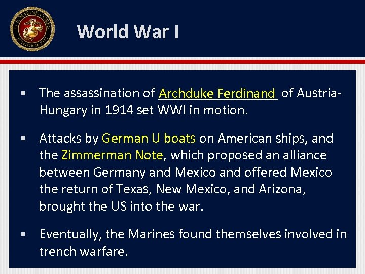 World War I § The assassination of _________ of Austria. Archduke Ferdinand Hungary in
