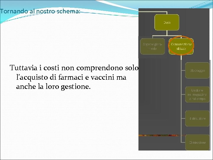 Tornando al nostro schema: Tuttavia i costi non comprendono solo l’acquisto di farmaci e