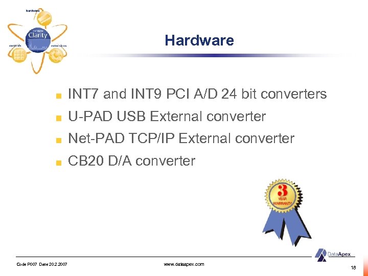 Hardware INT 7 and INT 9 PCI A/D 24 bit converters U-PAD USB External