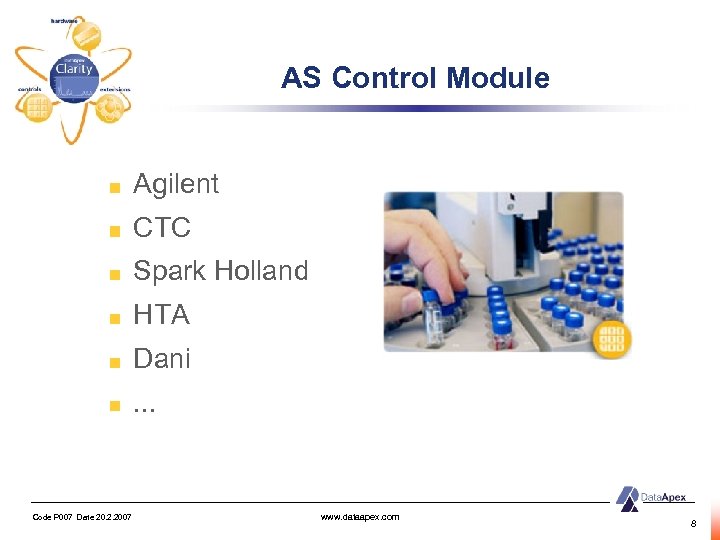 AS Control Module Agilent CTC Spark Holland HTA Dani. . . Code P 007