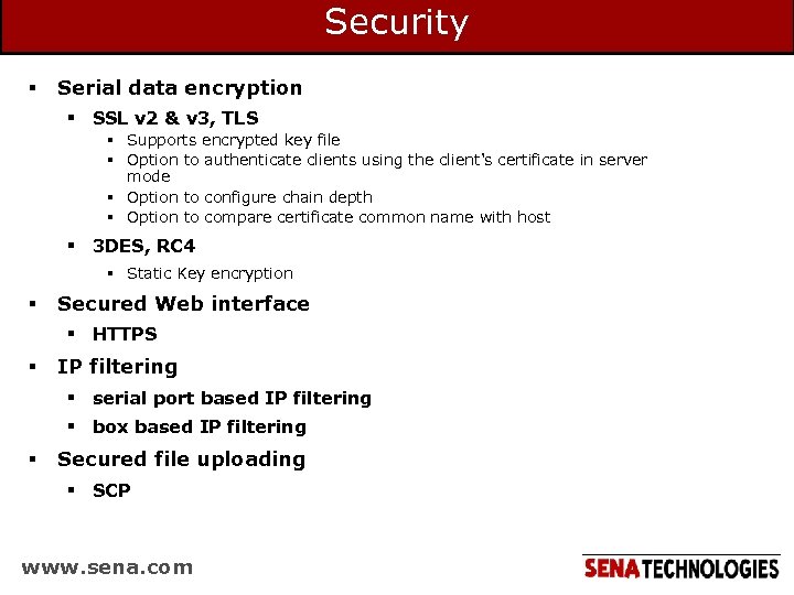 Security § Serial data encryption § SSL v 2 & v 3, TLS §