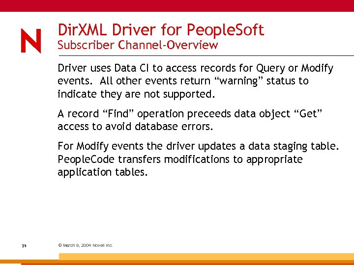 Dir. XML Driver for People. Soft Subscriber Channel-Overview Driver uses Data CI to access