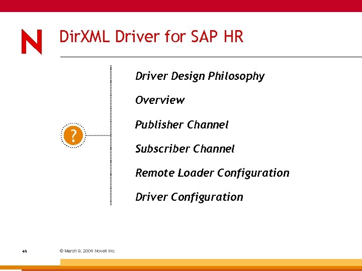 Dir. XML Driver for SAP HR Driver Design Philosophy Overview Publisher Channel Subscriber Channel