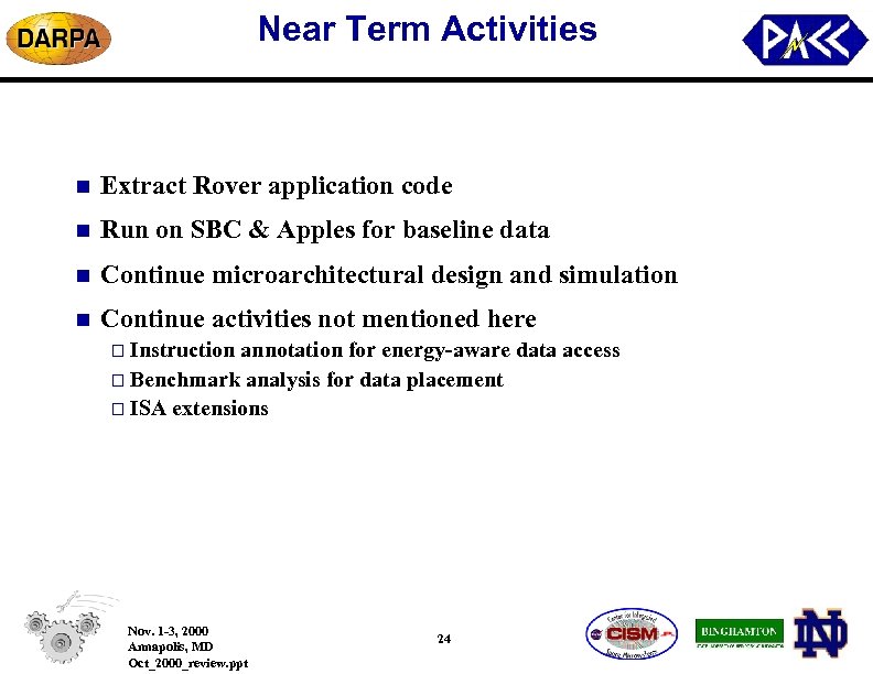 Near Term Activities n Extract Rover application code n Run on SBC & Apples