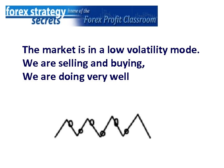 The market is in a low volatility mode. We are selling and buying, We